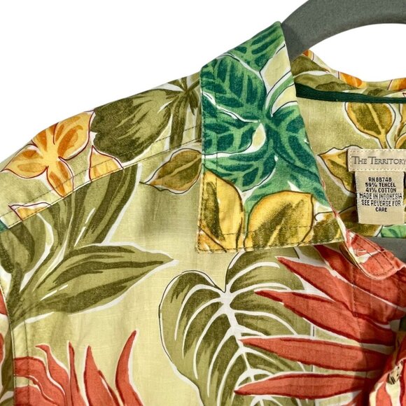 The Territory Ahead Tropical Print Short Sleeve Button Down Camp Shirt Size M - Picture 5 of 11